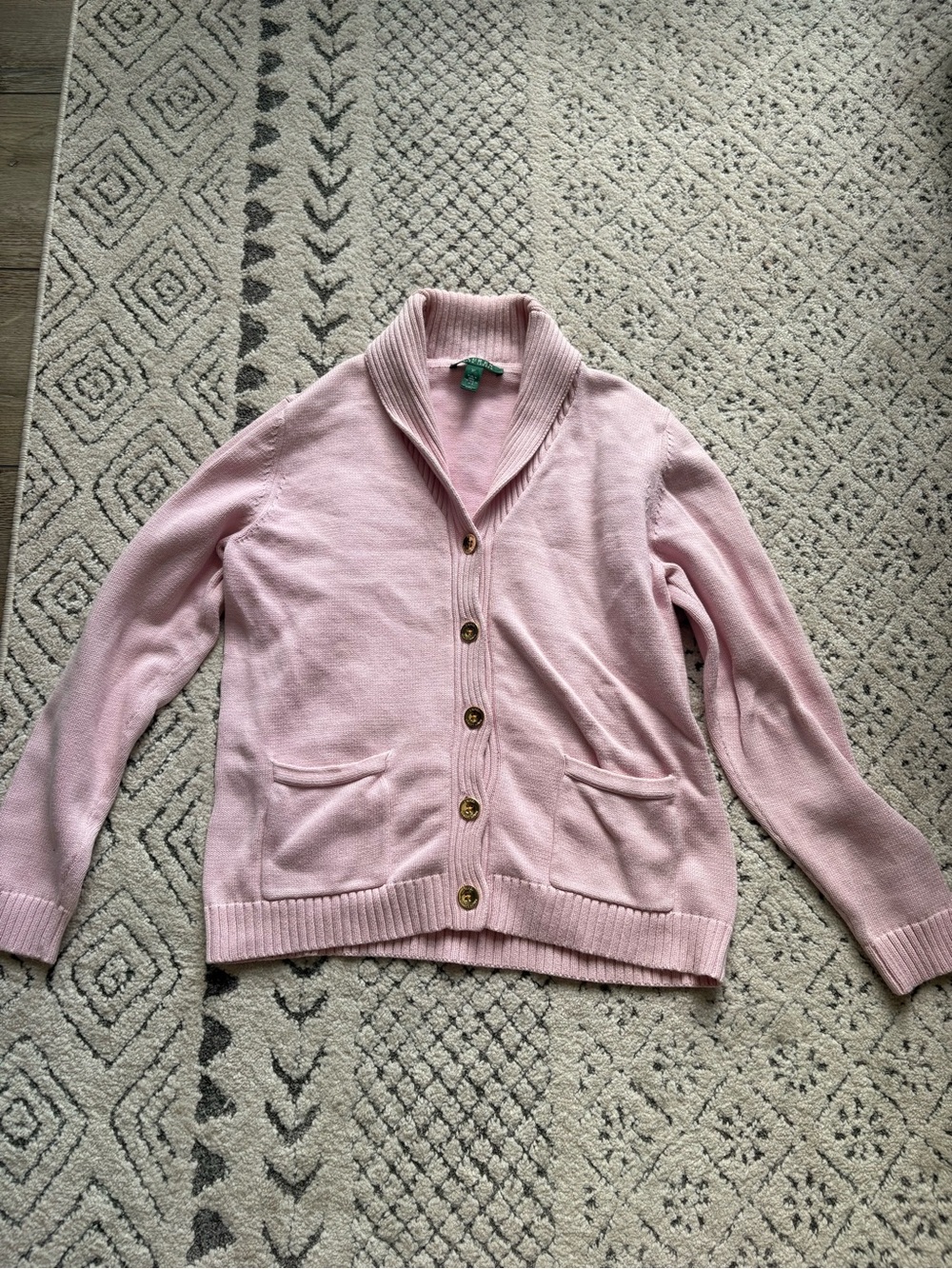 Ralph Lauren Pink Shawl Collar Button Cardigan